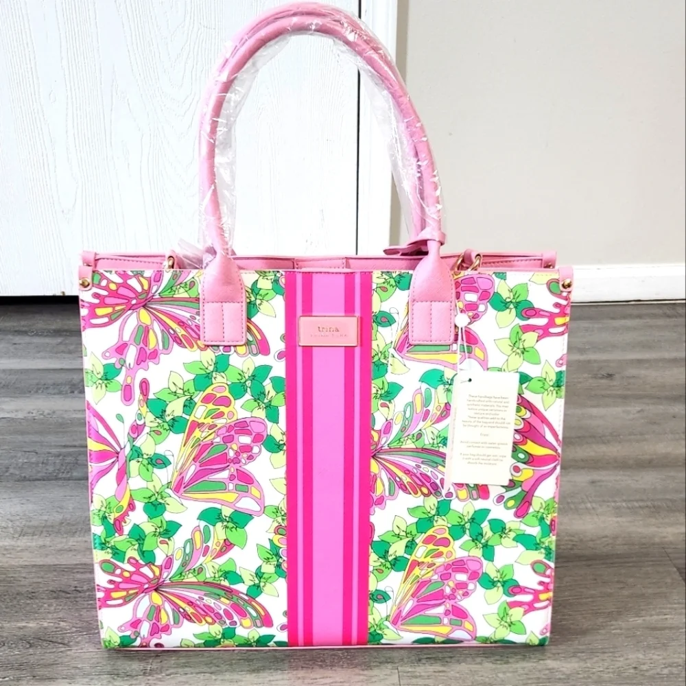 New!Trina Turk Butterfly Stripe‎ Tote Bag